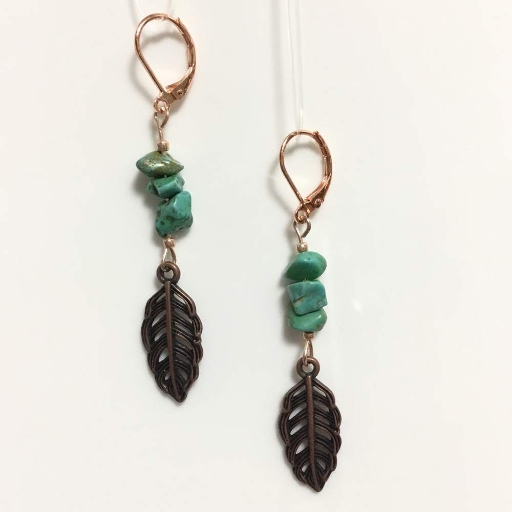 Turquoise Leaf Dangle Earrings